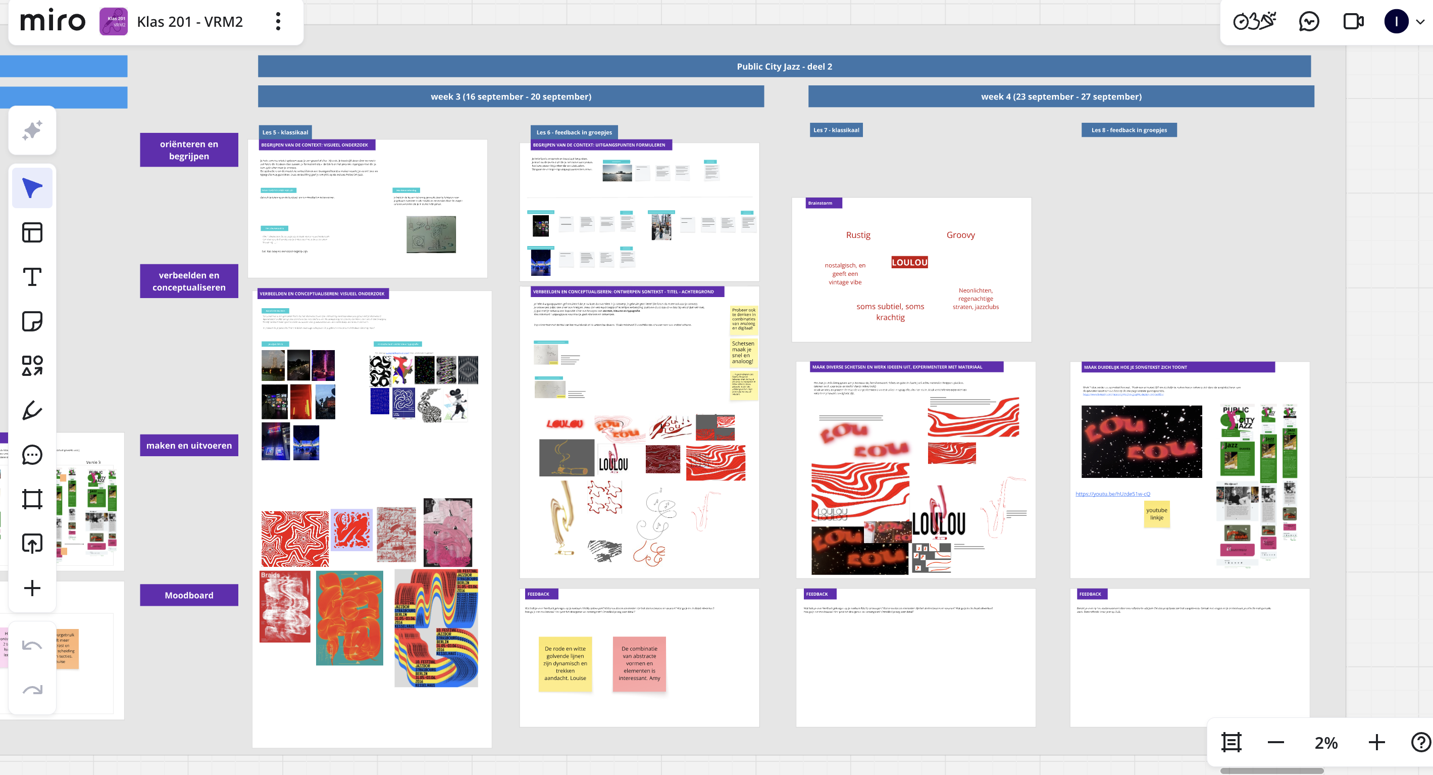 Miro process board iterations and design choices